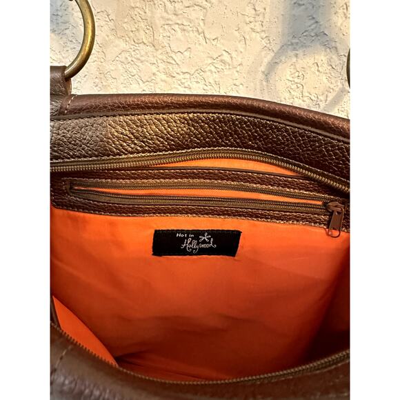 Y2K Hot in Hollywood Bronze Leather Shoulder Bag – Studded Patchwork Style - Picture 3 of 4